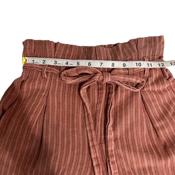 American Eagle Striped Paperbag Cotton/Linen Blend Pants Rust Small - Picture 6 of 10